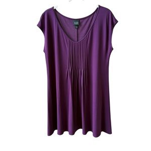 Eileen Fisher Women's Purple Pleated Silk Dress